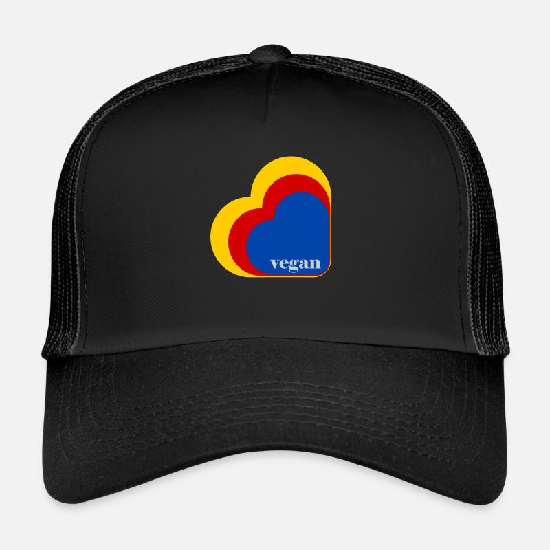 Retro vegan heart - Trucker Cap - black/black