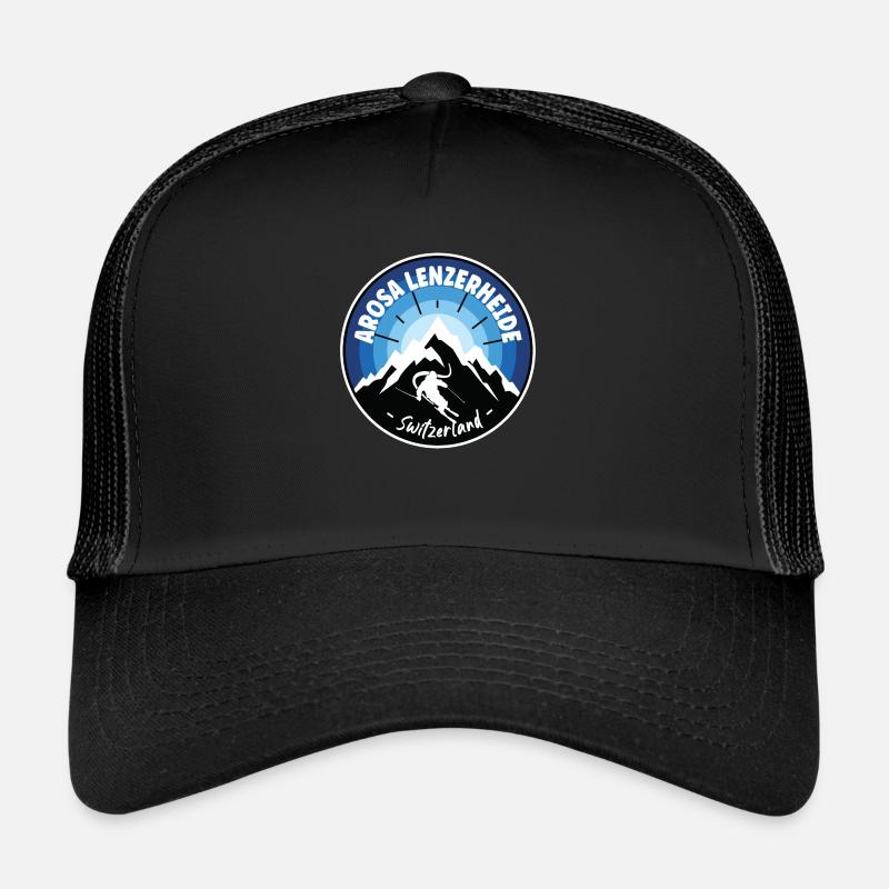 Ski Arosa Lenzerheide Schweiz Blau - Trucker Cap - Schwarz/Schwarz