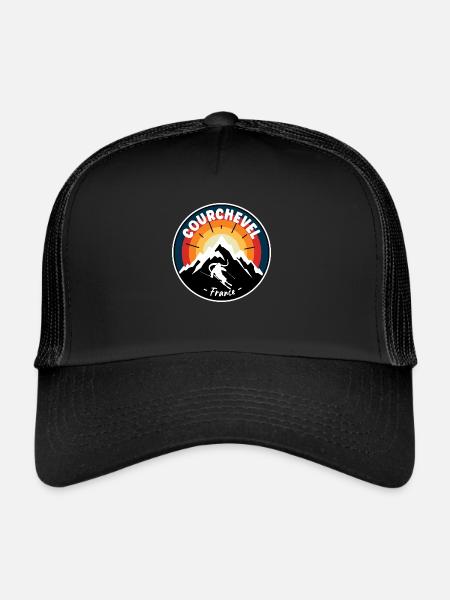 Skiing In Courchevel France Vintage - Trucker Cap - black/black - Front