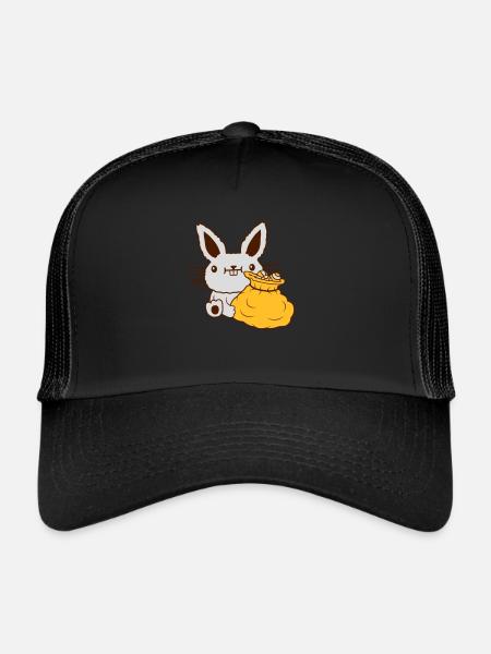Lapin de Pâques grand sac d’oeufs - Casquette trucker  - noir/noir - Devant