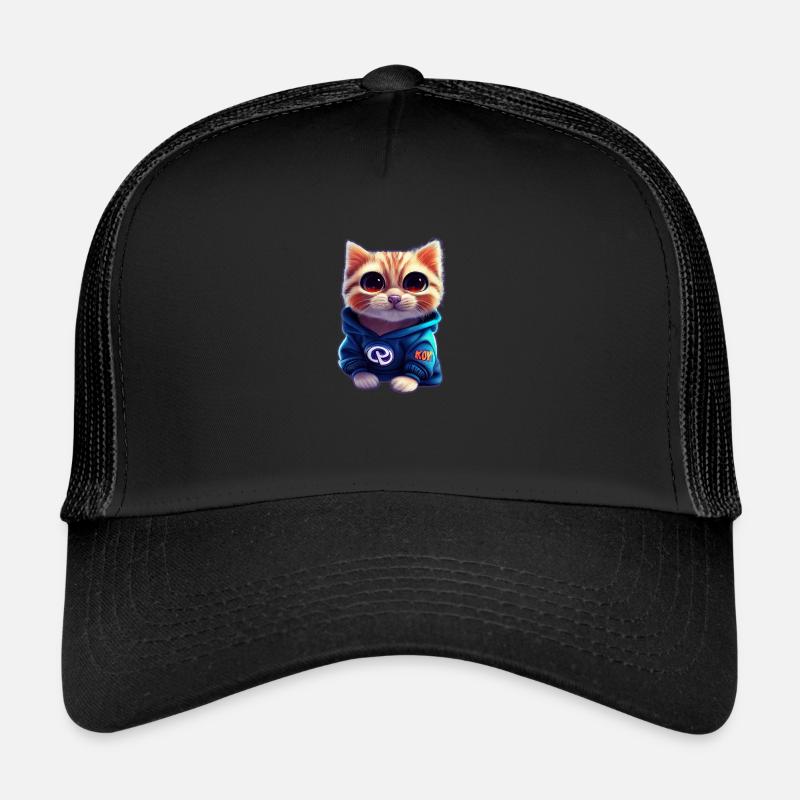 Baby Katze mit Pullover - Trucker Cap - Schwarz/Schwarz