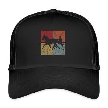 Cheval au trot Equine Trot Sport Courses hippiques - Casquette trucker  - noir/noir - Devant