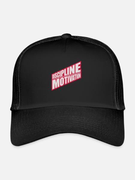 Citation de discipline sur la motivation - Casquette trucker  - noir/noir - Devant