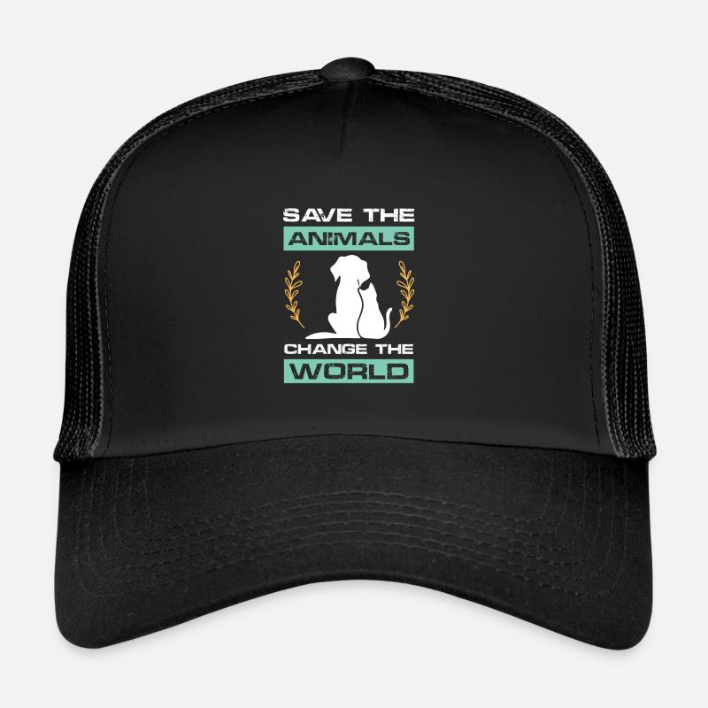 welt verändern tierschutz - Trucker Cap - Schwarz/Schwarz