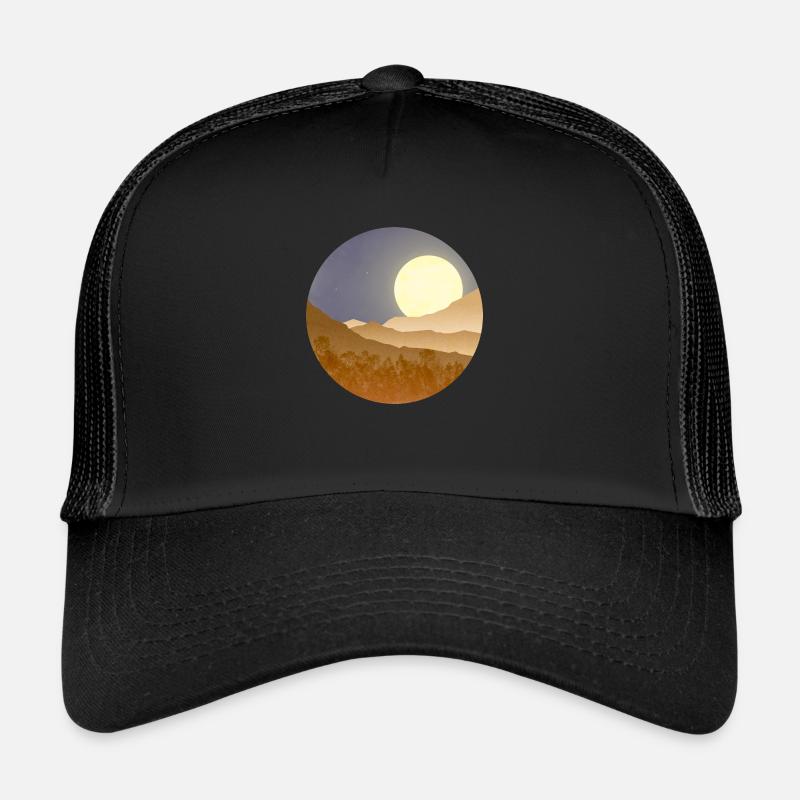 Lune dans le paysage nocturne Casquette trucker 