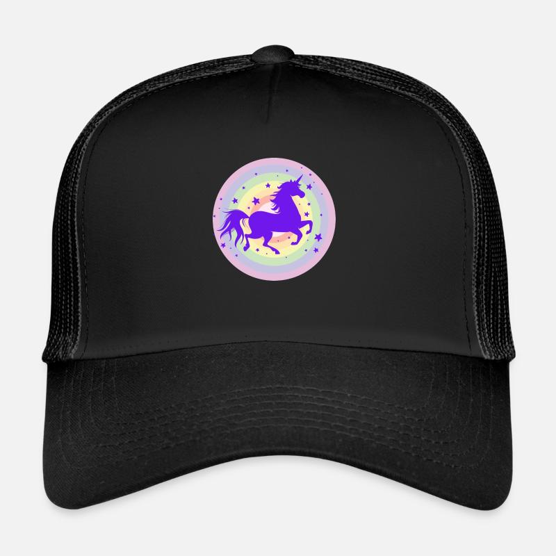Laufende Einhorn Silhouette - Trucker Cap - Schwarz/Schwarz