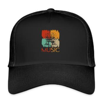 Schlagzeug Schlagzeuger Schlagzeug Schlagzeuger - Trucker Cap - Schwarz/Schwarz - Vorne