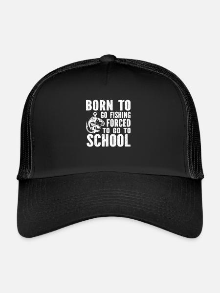 né pour pêcher obligé d'aller travailler - Casquette trucker  - noir/noir - Devant