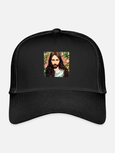 Portrait de Jésus-Christ - Casquette trucker  - noir/noir - Devant