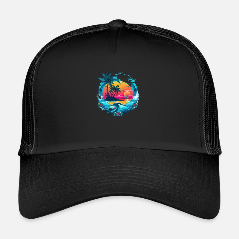 Vacances sous les tropiques - Casquette trucker  - noir/noir