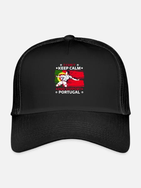 rester calme et soutenir le Portugal - Casquette trucker  - noir/noir - Devant