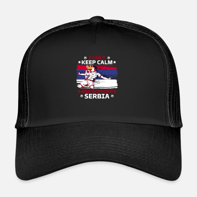 Bleib ruhig und unterstütze Serbien - Trucker Cap - Schwarz/Schwarz