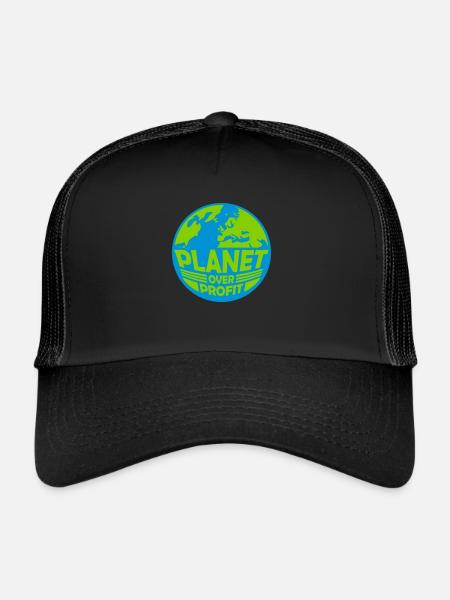 Planète sur le devis de profit - Casquette trucker  - noir/noir - Devant