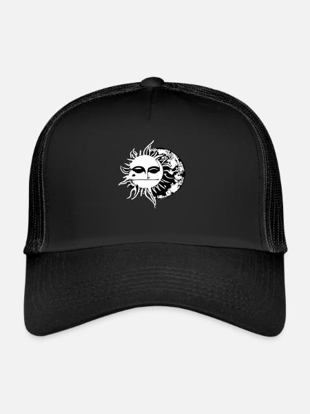 Sun Moon Mosaic Astrology Symbol Vector 04 - Trucker Cap - black/black - Front