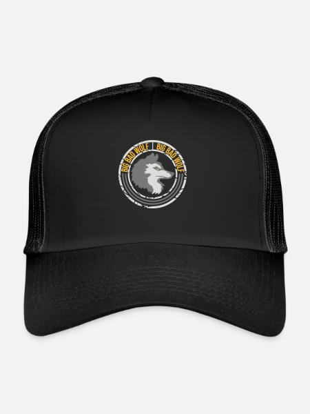 big bad wolf quote - Trucker Cap - black/black - Front