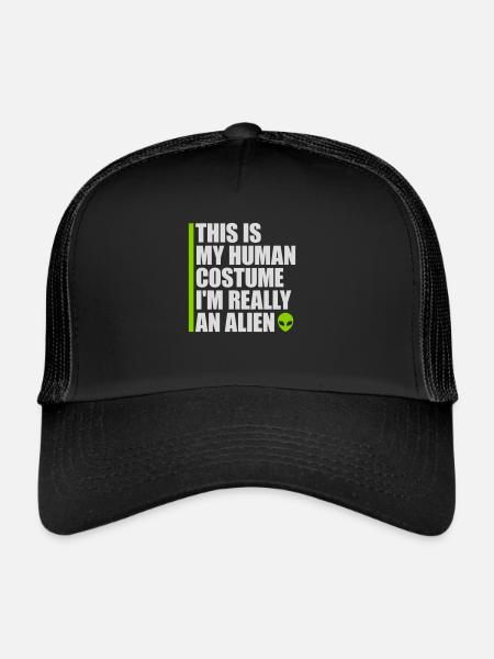 Citation extraterrestre de costume humain - Casquette trucker  - noir/noir - Devant