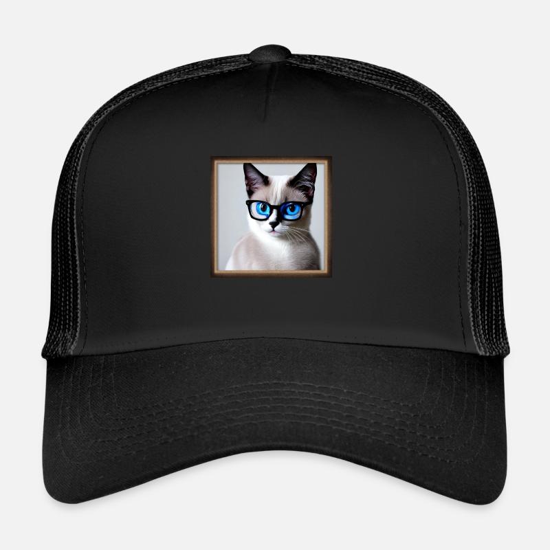 Mignon chat Max avec des lunettes Casquette trucker 