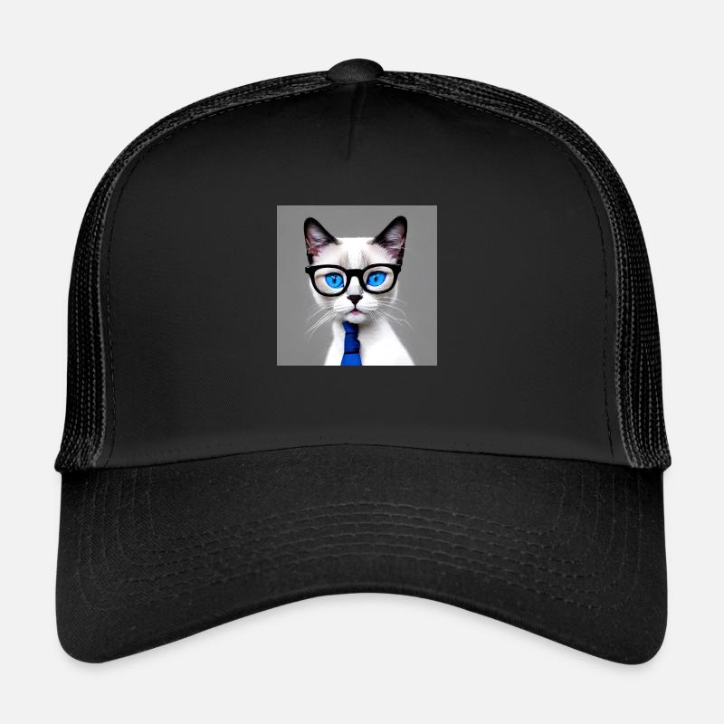 Cute cat Elijah with glasses - Trucker Cap - black/black