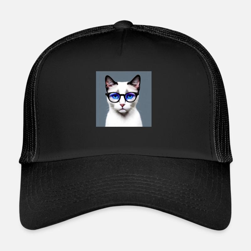 Cute cat Liam with glasses - Trucker Cap - black/black