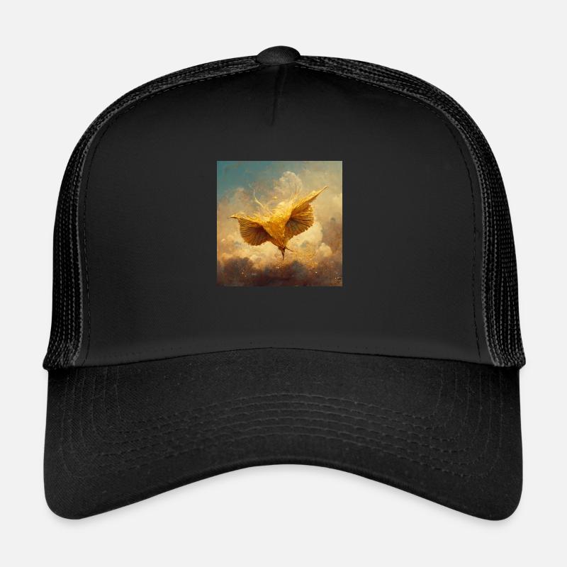 Aufsteigender Goldener Vogel - Trucker Cap - Schwarz/Schwarz