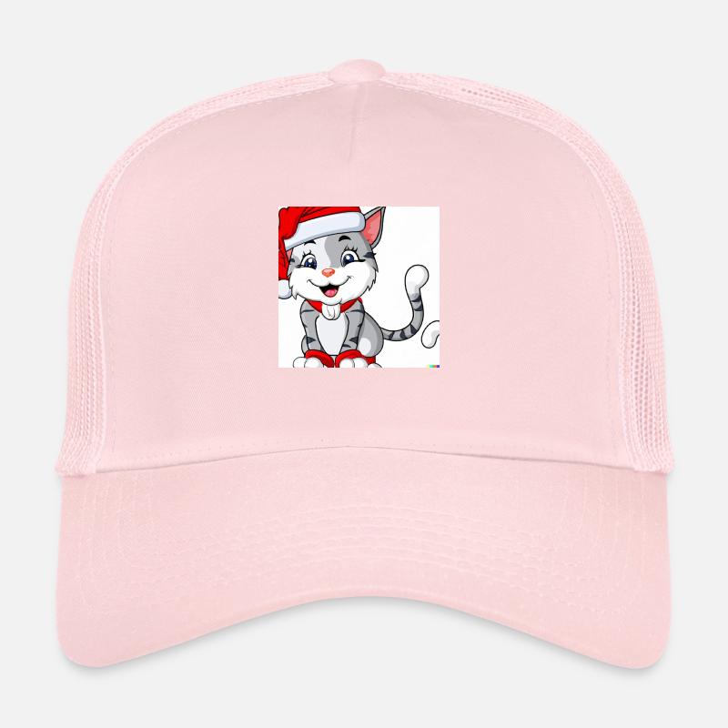 Süße lächelnde Katze mit Weihnachtsmütze Trucker Cap