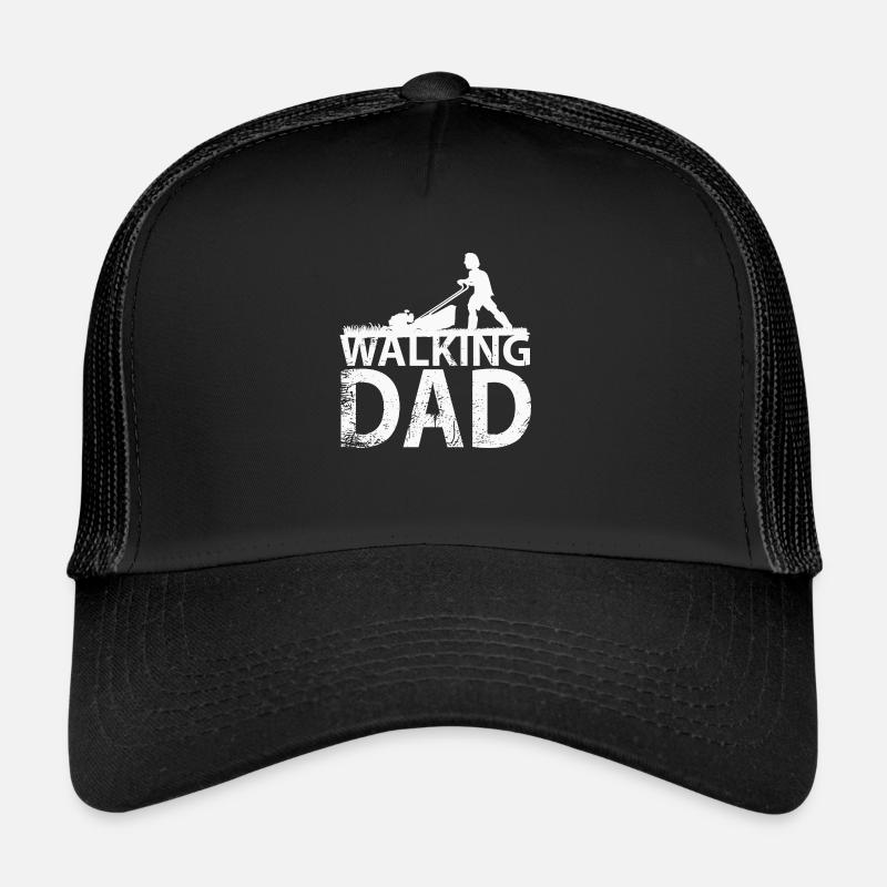 Walking dad cutting grass - Trucker Cap - black/black