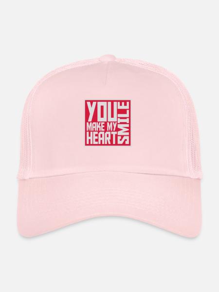 Faire sourire mon cœur - Casquette trucker  - rose pâle - Devant