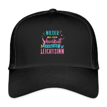 Nieder mit der Schwerkraft! - Trucker Cap - Schwarz/Schwarz - Vorne