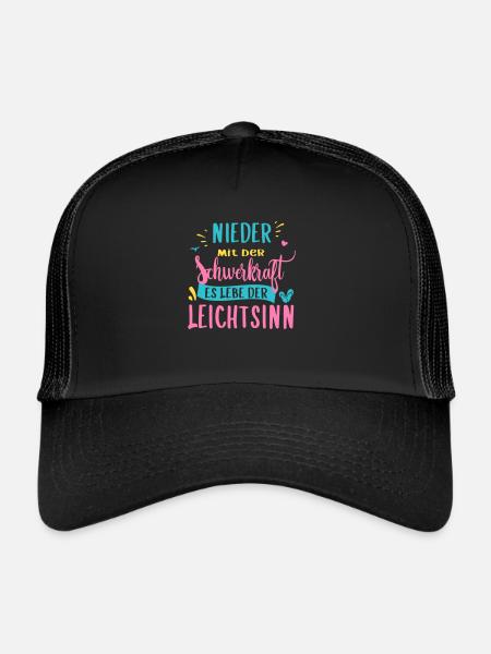 Nieder mit der Schwerkraft! - Trucker Cap - Schwarz/Schwarz - Vorne
