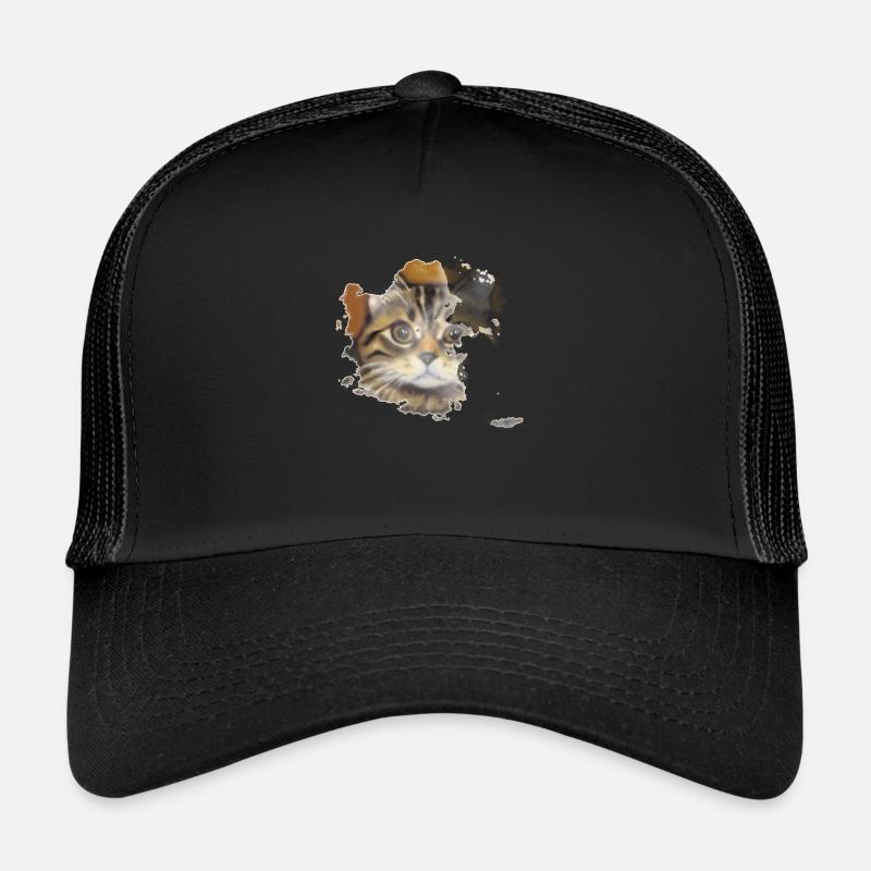 Katzengesicht 10 - Trucker Cap - Schwarz/Schwarz