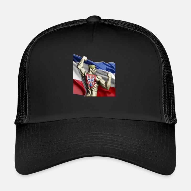 Muscleman tient le drapeau serbe Casquette trucker 