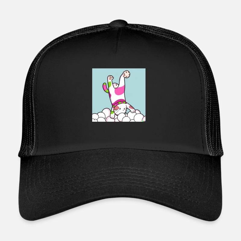 Katze beim Handstand - Trucker Cap - Schwarz/Schwarz