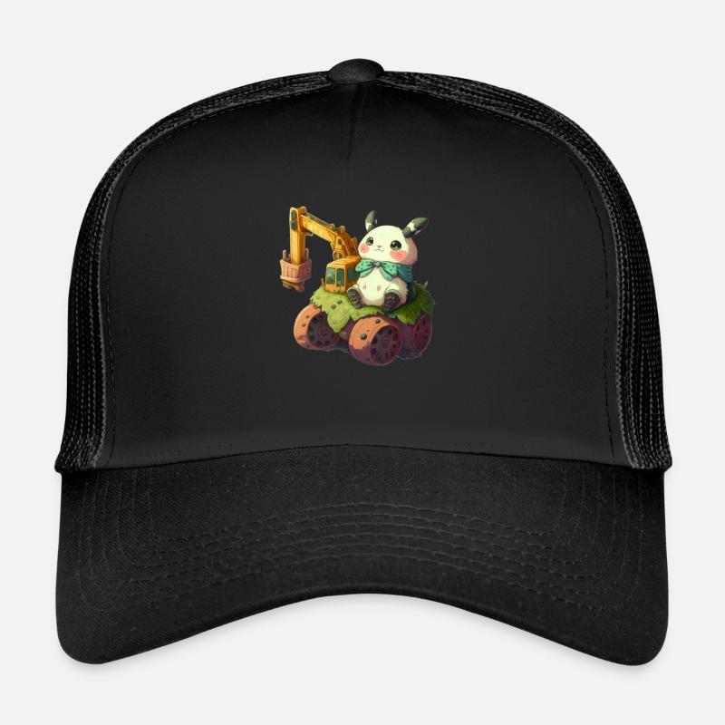 Backhoe panda - Trucker Cap - black/black