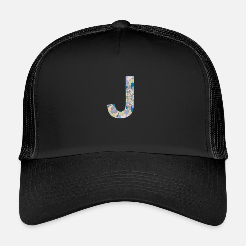 Letter J in mandala, ideal for displaying the first Trucker Cap