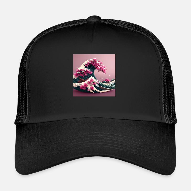 Tsunami Florale - Casquette trucker  - noir/noir