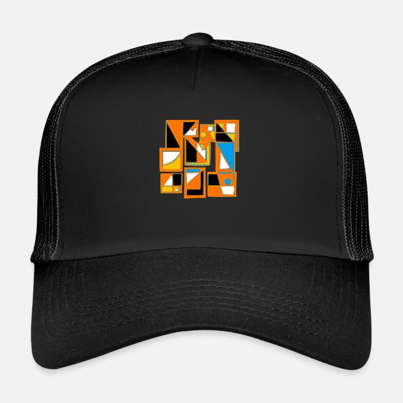 Design abstrait style 70 s - Casquette trucker  - noir/noir
