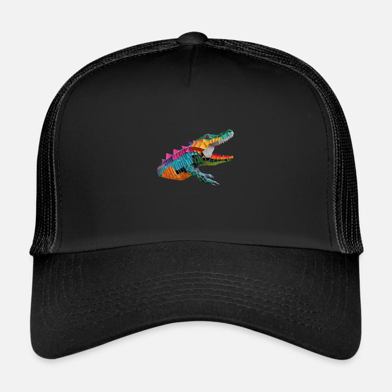 Origami Crocodile Design - Trucker Cap - black/black