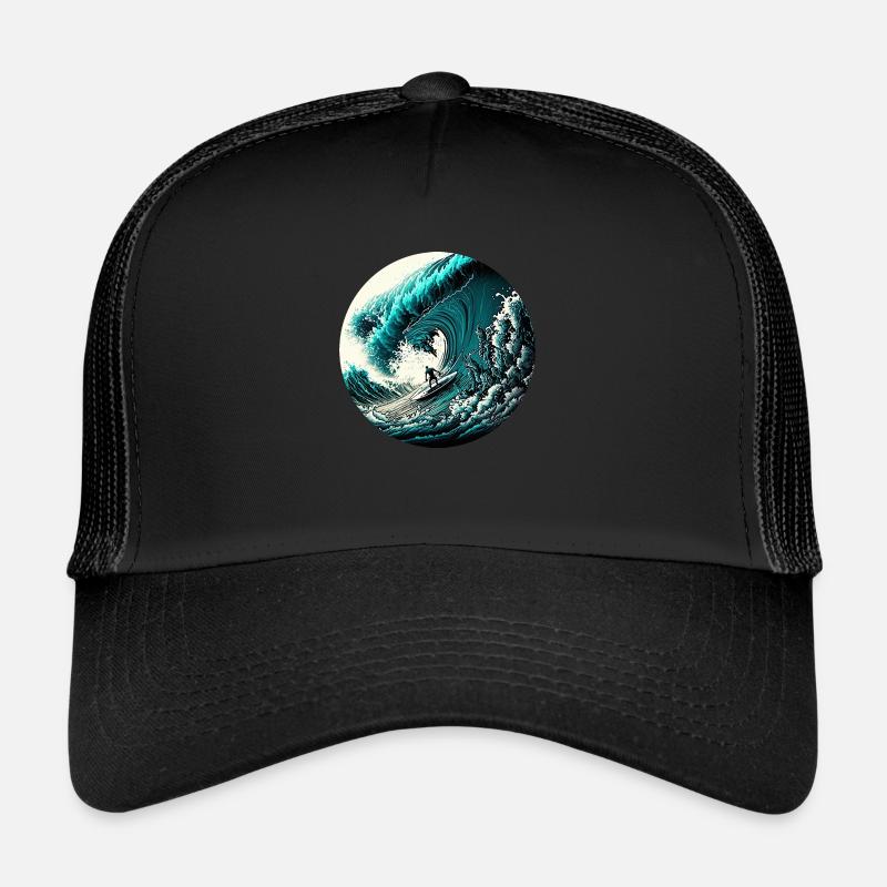 Riding the Wave - Trucker Cap - Schwarz/Schwarz
