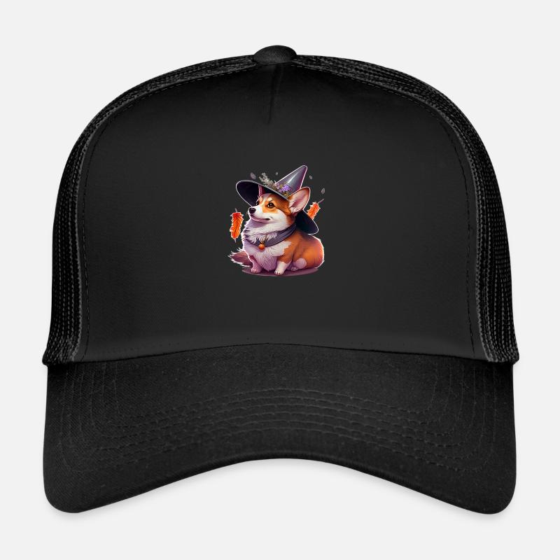 Corgi Kräuter-Hexe - Trucker Cap - Schwarz/Schwarz