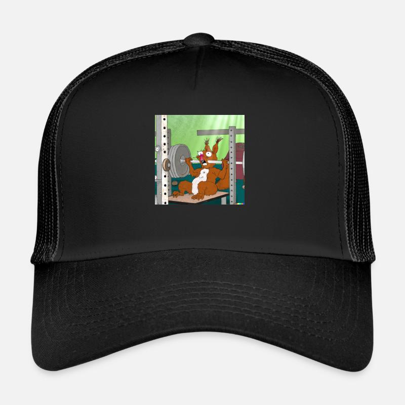 SQRRLD - Squirrel's Bench Press Accident - Trucker Cap - Schwarz/Schwarz