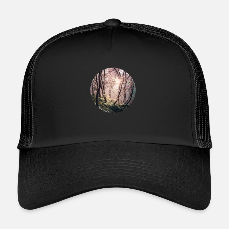 Forêt de cerisier en fleur - Casquette trucker  - noir/noir