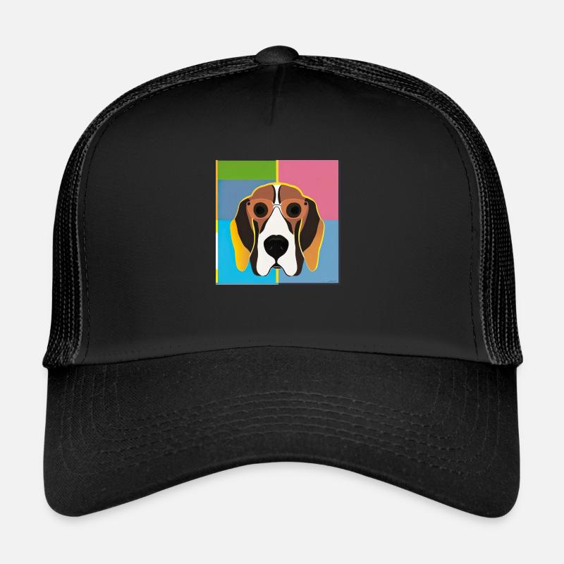 Pop Art Hund - Trucker Cap - Schwarz/Schwarz