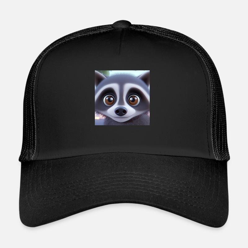 Niedlicher Waschbär - Trucker Cap - Schwarz/Schwarz