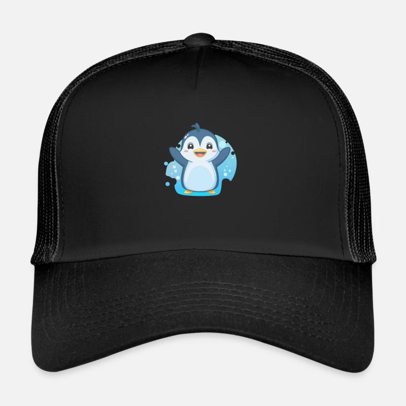 Pingouin mignon - Casquette trucker  - noir/noir