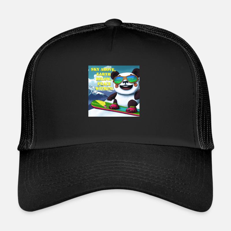 Panda sur Snowboard Variante 1 Texte Casquette trucker 