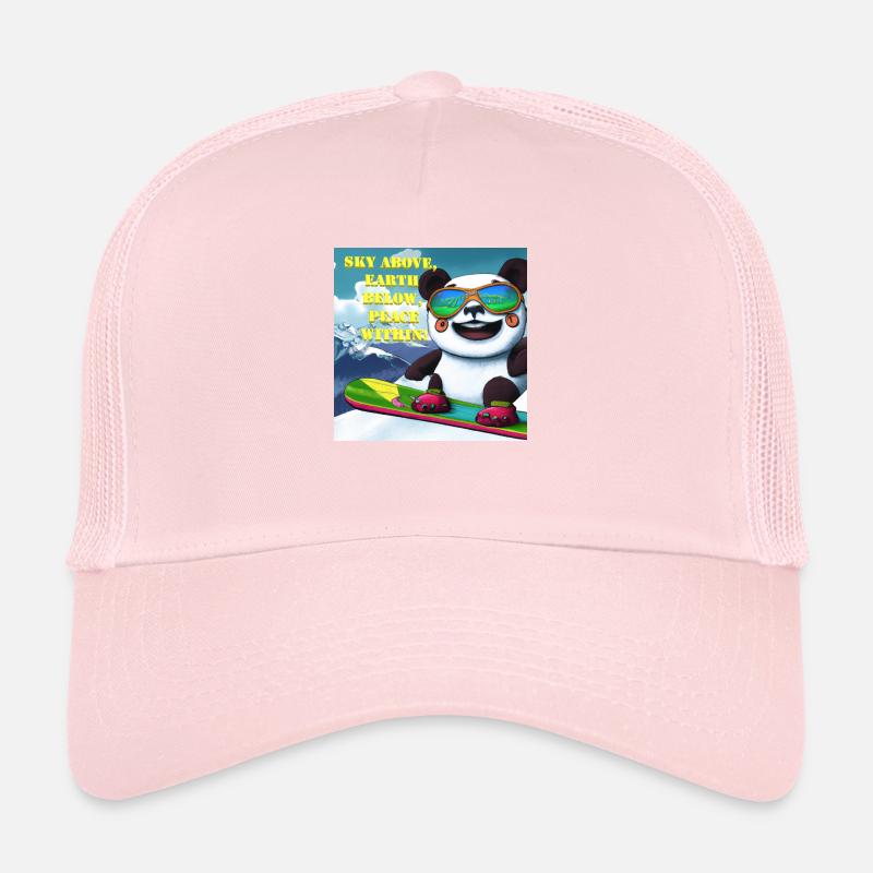 Panda sur Snowboard Variante 1 Texte Casquette trucker 