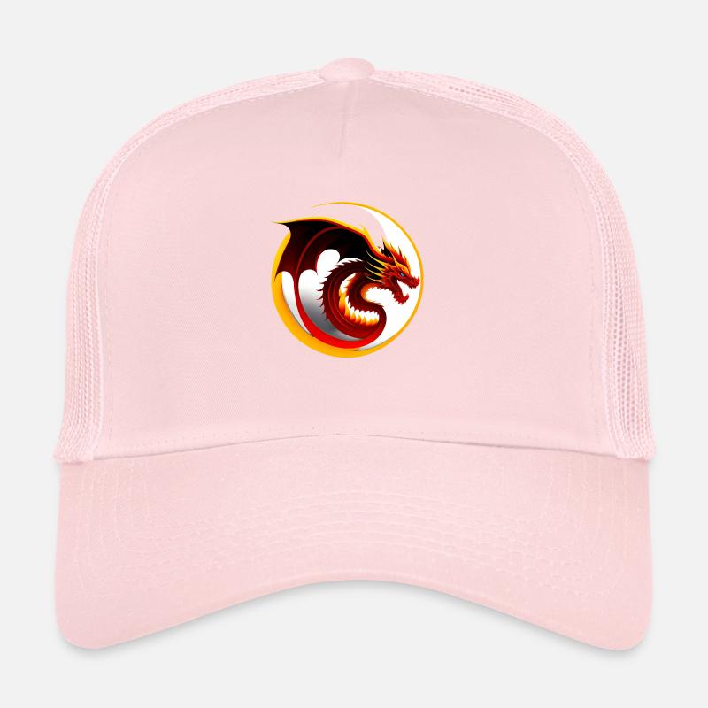 Dragon sur cercle blanc Casquette trucker 
