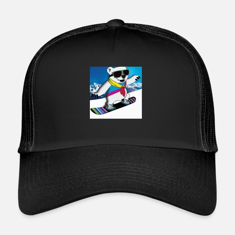 Cooler Eisbär fährt Snowboard Geschenk Trucker Cap