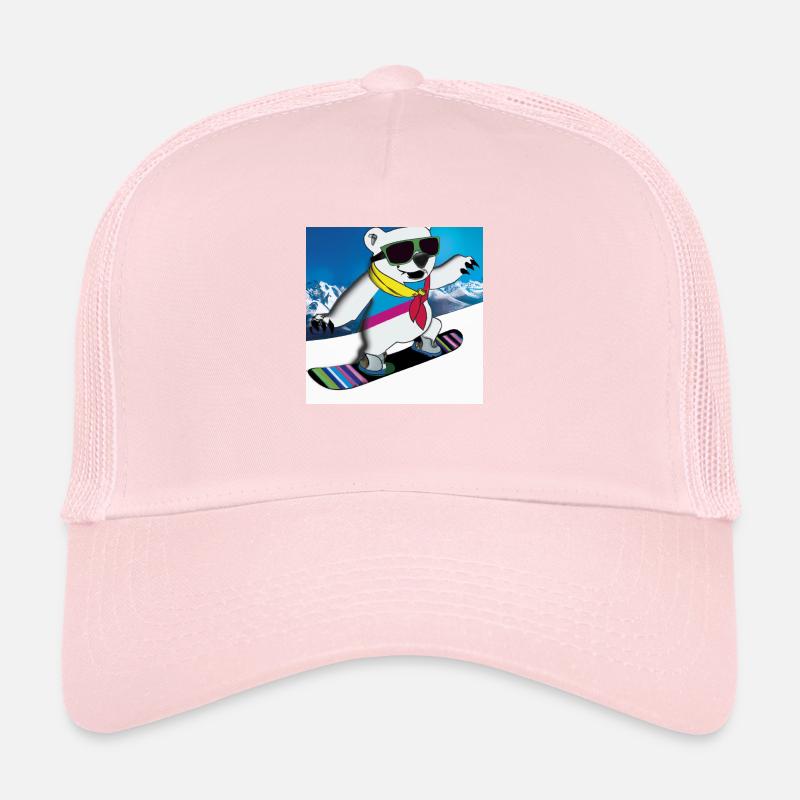 Cool Polar Bear Rides Snowboard Gift Trucker Cap