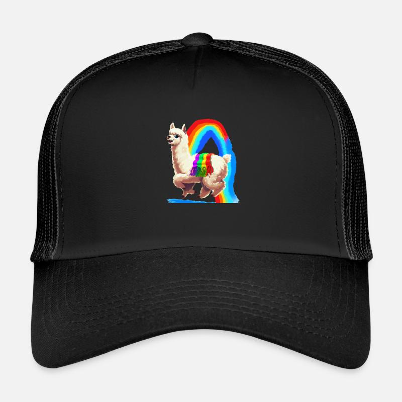 Regenbogen Alpaka - Trucker Cap - Schwarz/Schwarz